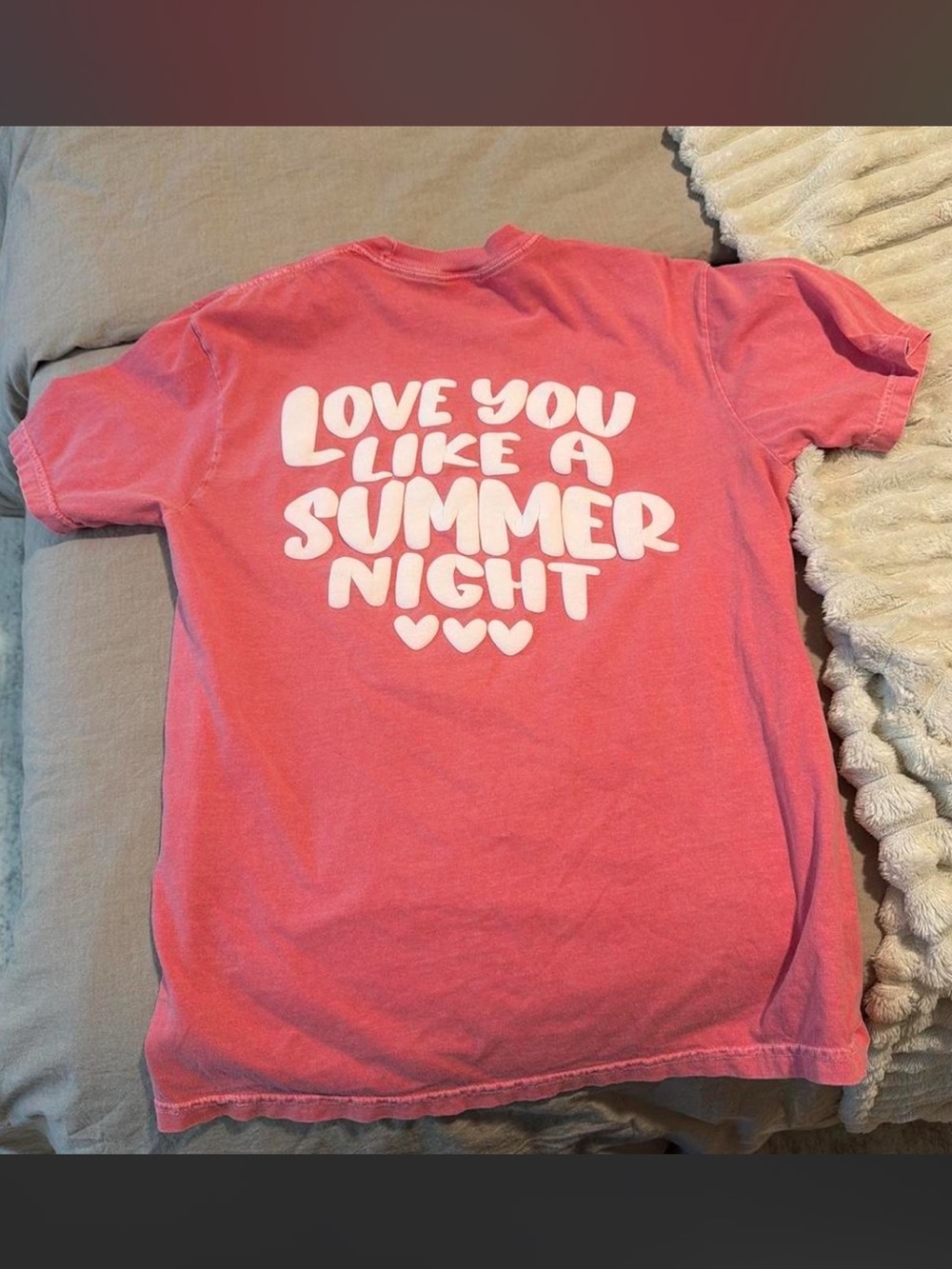 Hot Pink Graphic Blue Horizon T-Shirt - "Love You Like A Summer Night" 🌸🤍